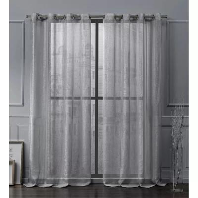 China Factory supply pure curtains latest solid color modern metallic simple gray grommet window for sale