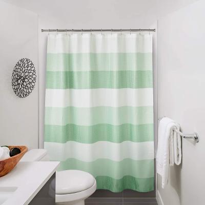 China 2020 New Design Sustainable Modern Aqua Color Stripe Good Quality Bathroom Shower Curtains for sale