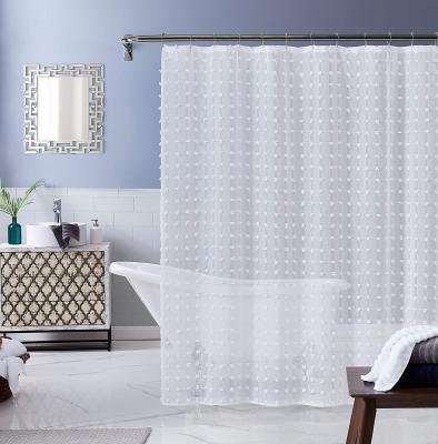 China Sustainable New Design Cut Modern 3D Flower Look Fabric Linen Shower Curtains for sale