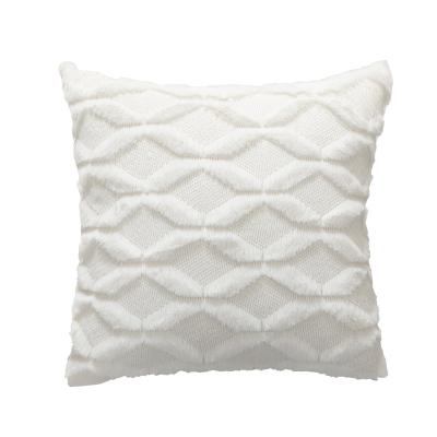 China Wholesale Customized Soft Quilted Faux Fur Folded Geometric Cushion Covers For Sofa for sale