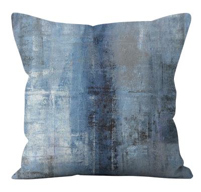 China Wholesale Folded Modern Blue and Gray Abstract Art Print Cushion Covers Decorative Pillow for sale