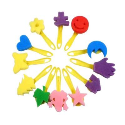 China New 12 Piece DIY Sponge Children's Sponge Reading Brush Early Education Art Painting Sponge Painting Brush for sale