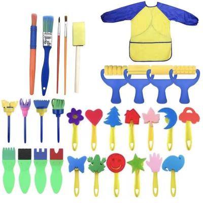 China Children Painting 30 Piece Children's Art Craft Painting Tool Sponge Reading Brush Fun Set The Sponge Brush for sale