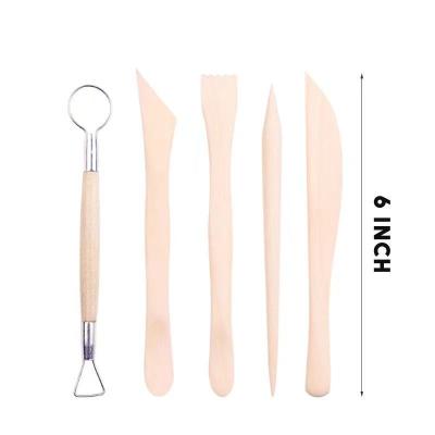 China Mix Styles Creative Wooden Clay Sculpting 5PCS DIY Handmade Pottery Clay Carving Tool for sale