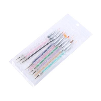 China Double-headed Nail Point Clear Pearl Handle Brush 3D Design Painting Nail Pen for sale