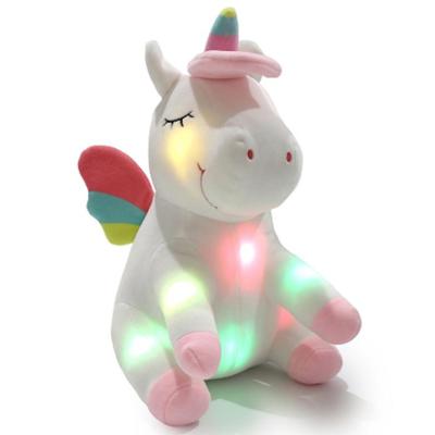 China Lovely Kid Gift Unicornio LED Plush Toy Pillow Unicorn LED Light Up Plush Toy Glowing Unicorn Toy 25cm for sale