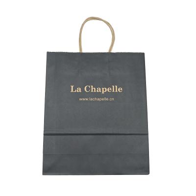 China Biodegradable Luxury Shopping Paper Bag With Logo Black Paper Bag With Handle for sale