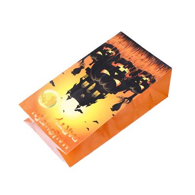 China Recyclable Square Halloween Paper Bag Bottom Kraft Paper Bag Printed Outdoor Wedding Paper Packaging Gift Bags for sale