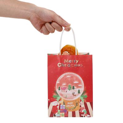 China Recyclable Christmas Festival Craft Paper Bag Vintage Red Dark Red Paper Bag With Handle for sale