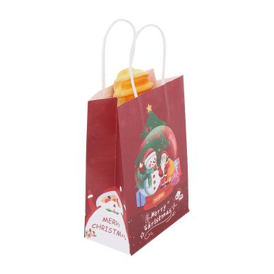 China Recyclable Wholesale Christmas Kraft Paper Craft Paper Bag Vintage Red Dark Paper Bag With Handle for sale