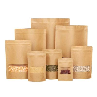 China Recyclable Biodegradable Kraft Paper Zip Lock Bag Zipper Bag For Seeds Beans Packing for sale