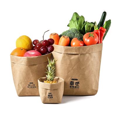 China Recycled Materials Wholesale High Quality Brown Washable Craft Kraft Paper Bag For Storage for sale