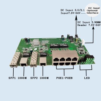 China POE Supply 100Mbps UTP Port 8port plus Uplink 2PCS 1.25G LC SFP POE Fiber Gigabit Switch IEEE802.3af/at total 10 ports for sale