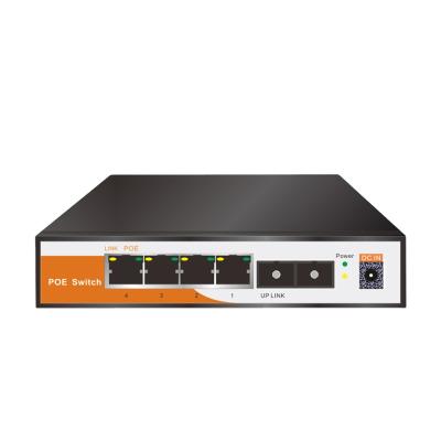 China IP Camera OEM 4 poe port switch with 1 fiber media converter for sale