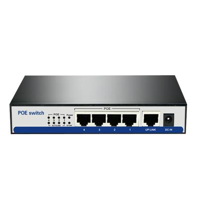 China 5 port 10/100/1000mbps rj45 network switch 4 ports gigabit poe IEEE802.3af/at 1 gigabit uplink for IP 1080P cameras 10G for sale