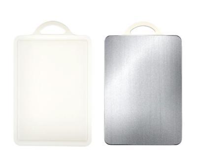 China Handle Dishwasher Safe Double-Sided Stainless Chopper Disposable Portable Carry Small Steel Cutting Boards for sale