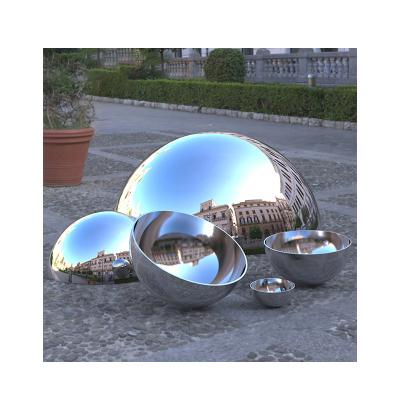 China Large Half Hemisphere Metal Decorations 202 Stainless Steel Big Ball Hollow Steel Balls Outdoor Globe Sculpture for sale