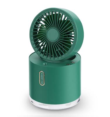 China Retro Portable Mini USB Rechargeable Mist Water Spray Fan Folding Humidifier Desktop Fan With Night Light for sale