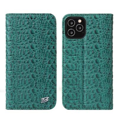 China Factory Supplier Real Crocodile Pattern Crocodile Pattern Wallet Leather Case For iPhone 12 With Card Slot Flip Case for sale