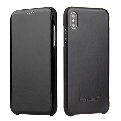 China Flip Leather Case With Sleep/Wake Function Full Protect Premium Genuine Cowhide Leather Flip Case For iPhone XS Max Case for sale