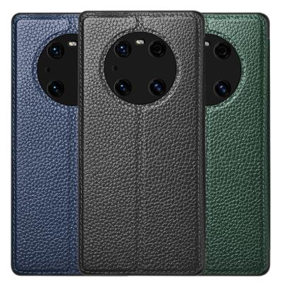 China Genuine Leather Anti-drop Phone Case For Huawei Mate 40 Pro Case With Window View for sale