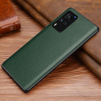 China Pattern Shockproof Luxury Cow Lychee Back Cover Leather Case for vivo x60 pro plus tpu full cover case protection for sale