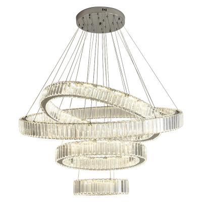 China OURVICTORY modern lights living room bedroom 3 bedroom creative large size ring shape halo lights LED gold ring crystal chandelier for sale