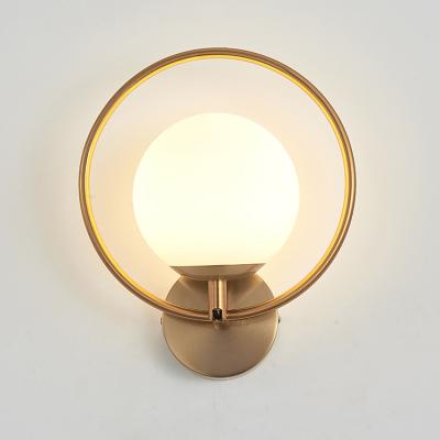 China Modern White Wall Mounted Light Antique Brass Glass Ball Wall Sconce Lamp Fixture for or Bedroom Living Room Bathroom Hall for sale