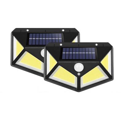 China New 100LED Solar Outdoor Garden Yard Wall Sensor Wall Light Four-sided Lighting Light for sale