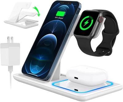 China Mobile Phone/Tablet/Power Bank/MP3/MP4 15W Wireless Charger 3 in 1 Fast Charging Station Wireless Dock for iPhone 13 12 11 Pro XS XR X 8 SE 8 Plus AirPods Watch from Apple for sale