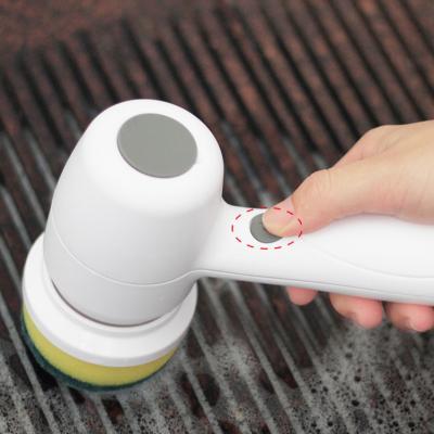 China Viable White Electric Spin Scrubber Spinning Magic Brush Handheld Electric Cleaning Brush with 3 Brush Heads for sale