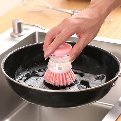 China Sustainable Kitchen Dishwashing Sweep 2 in 1 Removable Sponge Brush Dispenser Dish Sponge Cleaning Brush for Kitchen Tools for sale