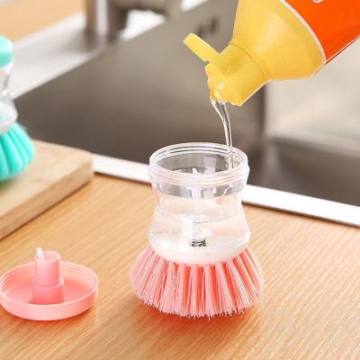 China Sustainable Liquid Cleaner Household Sponge Dispenser Brush Cleaning Kitchen Cleaning Tools Soap Dispenser For Dish Cleaning for sale