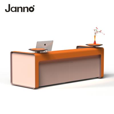 China (Other) Janno New Arrival Modern Appearance Adjustable Orange Leather Desk Customized Reception for sale