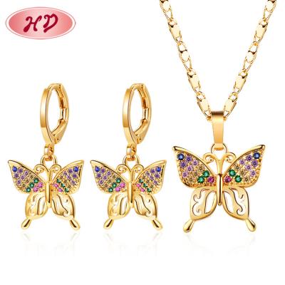 China TRENDY Biggest Selling On Amazon Plated In 18k Gold Butterfly 3pcs Jewelry Set AAA+Cubic Zirconia Combo Jewelry Gift For Mother Women for sale