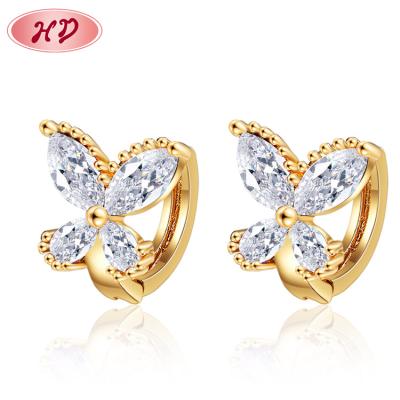 China FASHIONABLE Saudi Arabian Accesorios Para Mujer Small Butterfly Earrings CZ 18k Multi White Gold Plated Earrings for sale