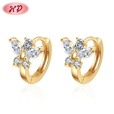 China Bulk buy TRENDY Jewelry Indian butterfly huggie earrings 18k D.C.A. CZ elegant gold plated jewelry wholesale earring for women for sale