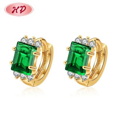 China FASHIONABLE wholesale jewelry volume a chic simple stone earrings zircon 18k gold above brass huggie earrings for women for sale