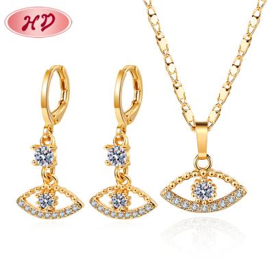 China New Arrival TRENDY Tops Eye Huggie Drop Earrings Necklace Jewelry Sets Fashionable Elegant Special Design Sparkle Zirconia for sale