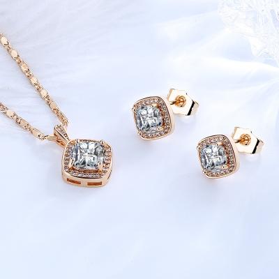 China TRENDY Quick Sale Jewelry Square CZ Women Classic Fashion Jewelry Set 18k AAA Cubic Zirconia Stud Earrings Set For Wedding Party for sale