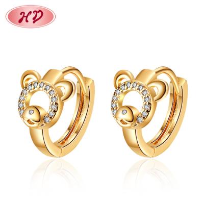 China Best FASHIONABLE Top Selling Small Hypoallergenic Huggie Cute Bear Earring 18ct Gold Small Earrings For Women Girl Birthday Gift for sale