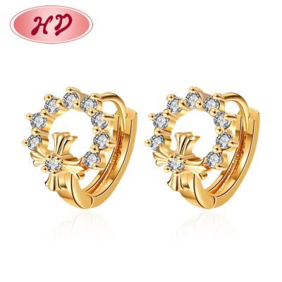 China TRENDY Newcomers Drop Design Cross Delicacy Hugging Circle Earrings Religious Trendy 18k Gold AAA Cubic Zircon 14mm for sale