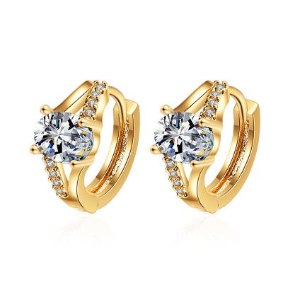 China Wholesale HD Jewelry FASHIONABLE Classic Jewelry CZ 18kgf Brass Huggie Earrings With Zircon Design Earrings For Woman for sale