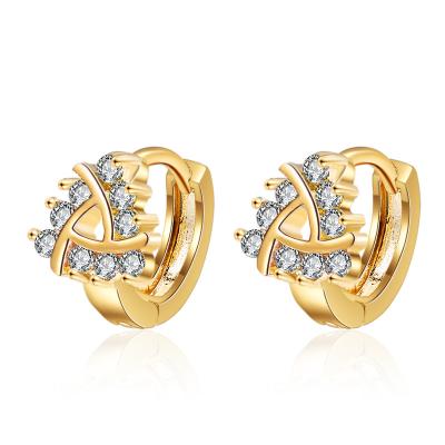 China Wholesale TRENDY In Running Small Triangle CZ Zirconia Stones 18 Carat Gold Plating Huggies Circle Earrings For Women for sale