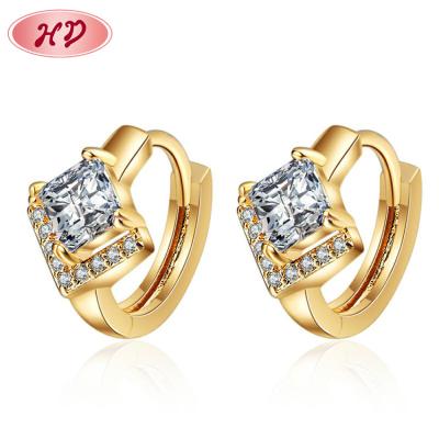 China Chunky Fancy Huggies Jewelry FASHIONABLE chic brass plated in 18k gold huggie zircon earrings for women party dress up for sale