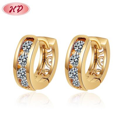 China FASHIONABLE quality 18k gold plated zircon personalized bulky fashionable elegant color thick huggie earrings stone volume mix for sale