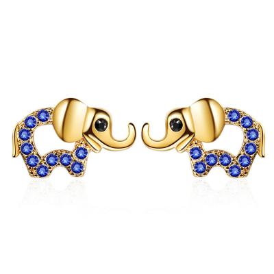 China TRENDY Most Selling Beautiful Elephant Cute Zircon Stud Earrings Multi Blue White 18k Gold Plated Fashion Jewelry For Women Kids for sale