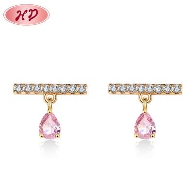 China Fashionable Party Accessories Fancy Assembly Elegant Jewelry 18k Gold Plated Good Quality Women Jewelry Zirconia Ear Stud Dangling Earrings for sale