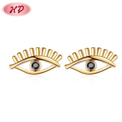 China TRENDARY fashion jewelry piercing oro ridges earrings 18k gold plated CZ brass cubic zirconia statement women special AAA eyes earrings for sale