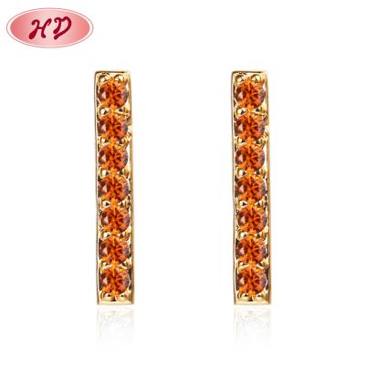 China FASHIONABLE Jewelry Factory Porcelain CZ Ear Stud Earrings Minimalist Simple Small Zircon 18k Gold Plated Brass Piercing Jewelry for sale